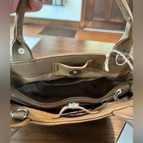 Woven crossbody/handbag, stone color vegan leather, adjustable strap, NWT - Picture 5 of 5